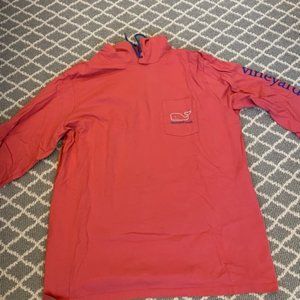 Vineyard Vines Long=Sleeved Hooded T-Shirt in Salmon Color Size Large